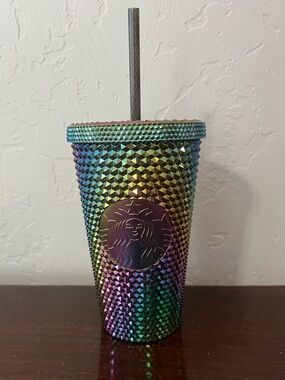 Starbucks Iridescent “oil slick” Studded Tumbler